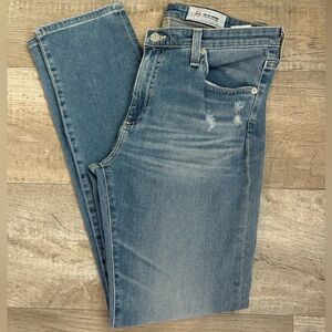 Ag Adriano Goldschmied The Prima Crop Cigarette Ripped Denim Jeans Sz 30R Skinny